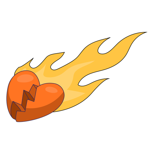 Flaming broken heart PNG Design