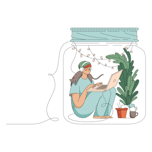 Girl inside jar character PNG Design