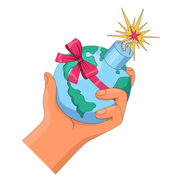 Mano sosteniendo la ilustración de la bomba mundial Diseño PNG