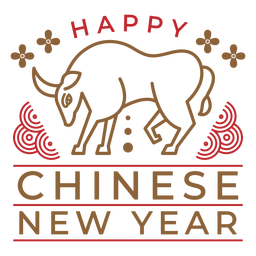 Distintivo de boi feliz ano novo chinês Desenho PNG