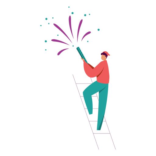 Man with fireworks character PNG Design
