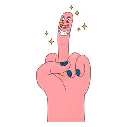 Sparkly happy middle finger PNG Design