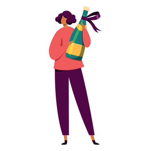 Woman with champagne character PNG Design