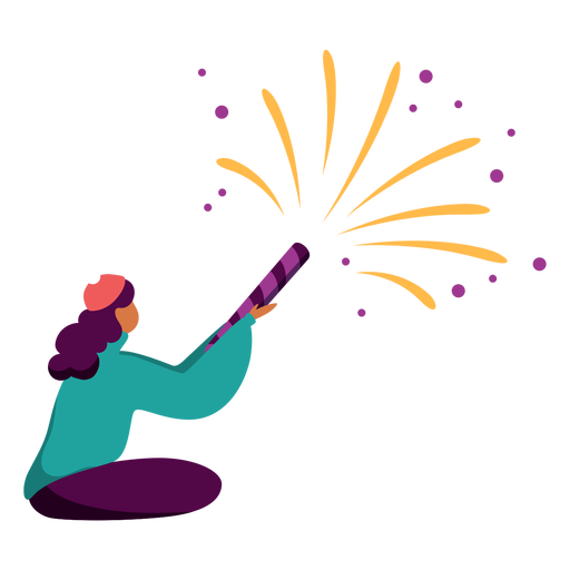 Woman with firework character PNG Design
