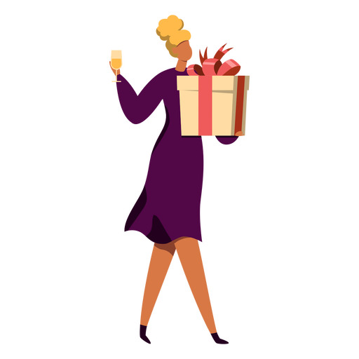 Woman with present character PNG Design