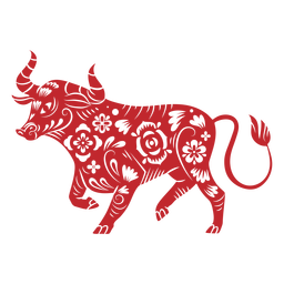 Jahr des Ochsen-Papierschnitts PNG-Design
