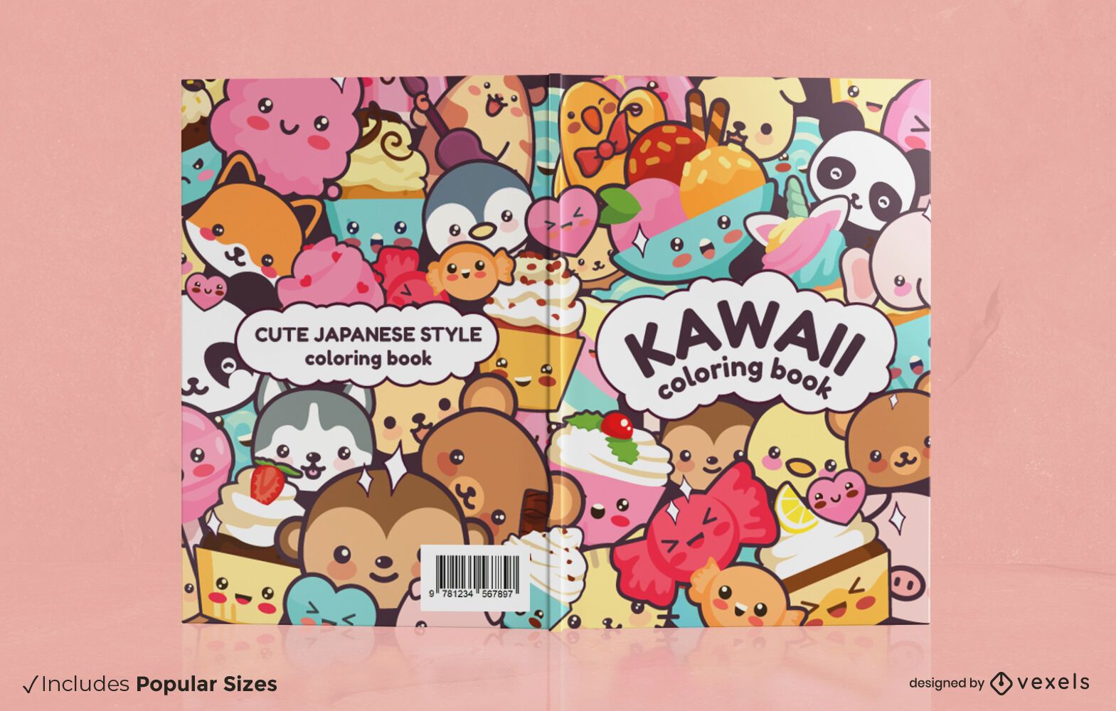 Diseño de portada de libro de animales kawaii