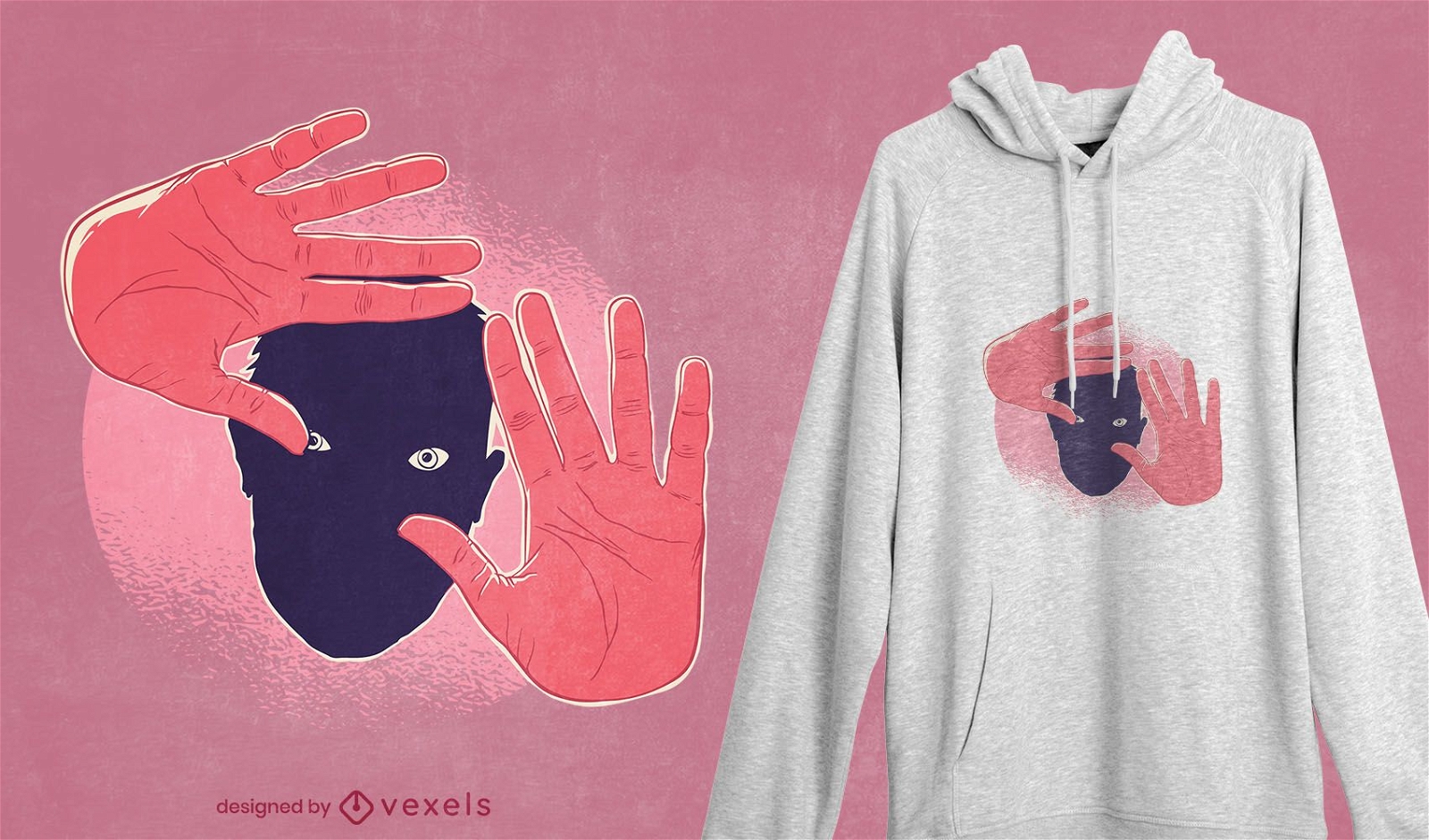 Hands and face t-shirt design