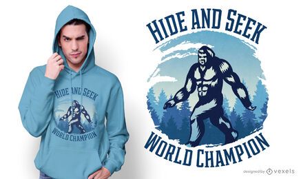 Design de camiseta do Bigfoot esconde-esconde