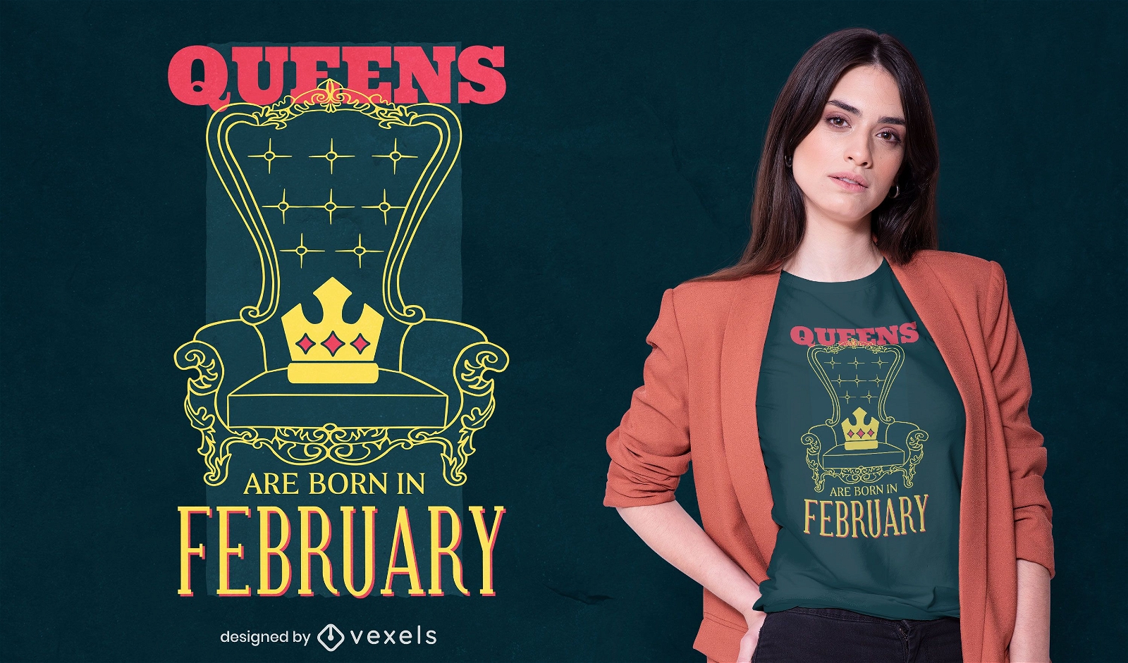 Queens are born in febraury t-shirt design