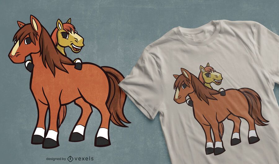 Diseño de camiseta de caballos de dibujos animados. Diseño de camiseta de caballos de dibujos animados.