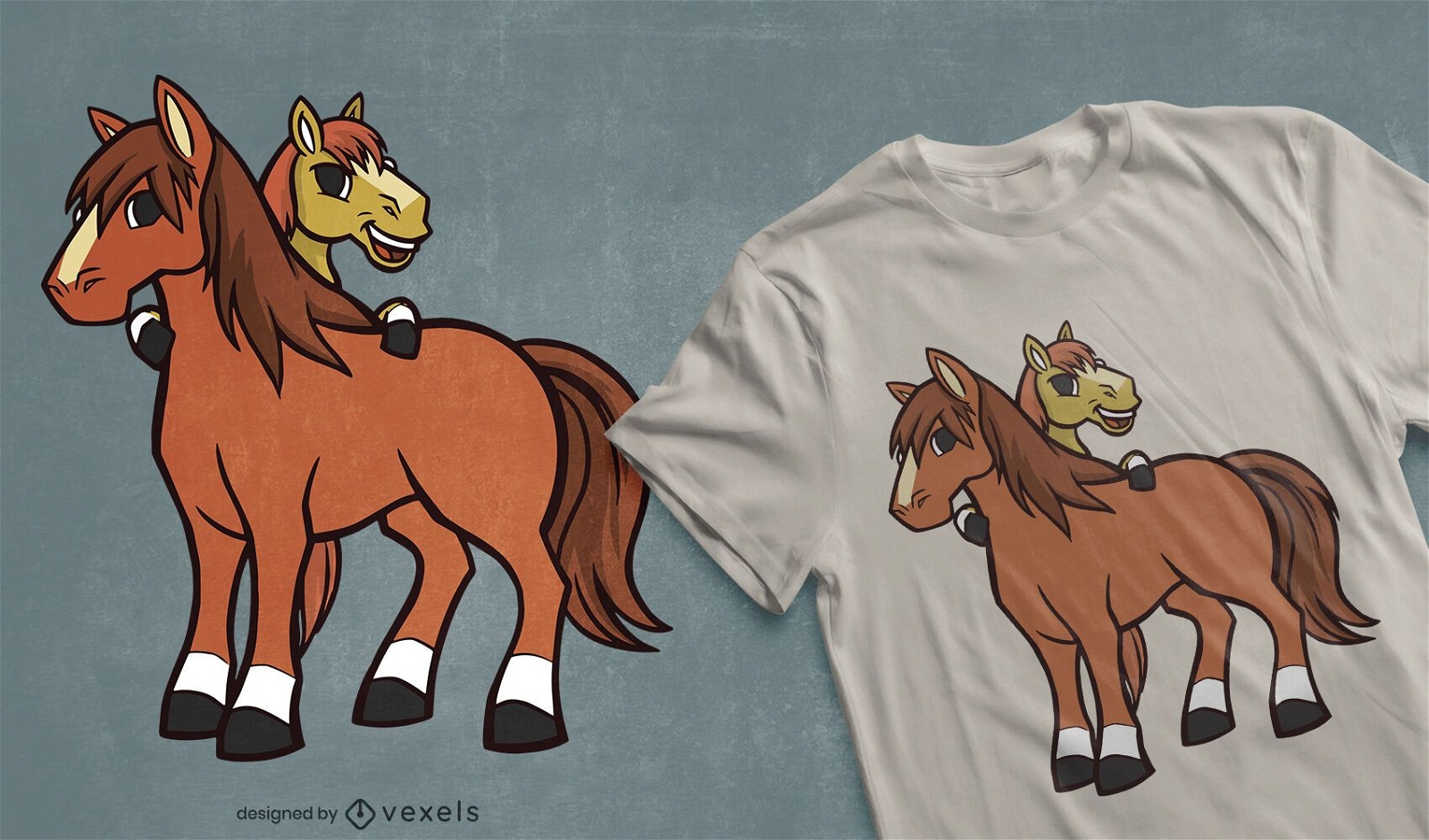 Design de camisetas de cavalos de desenhos animados