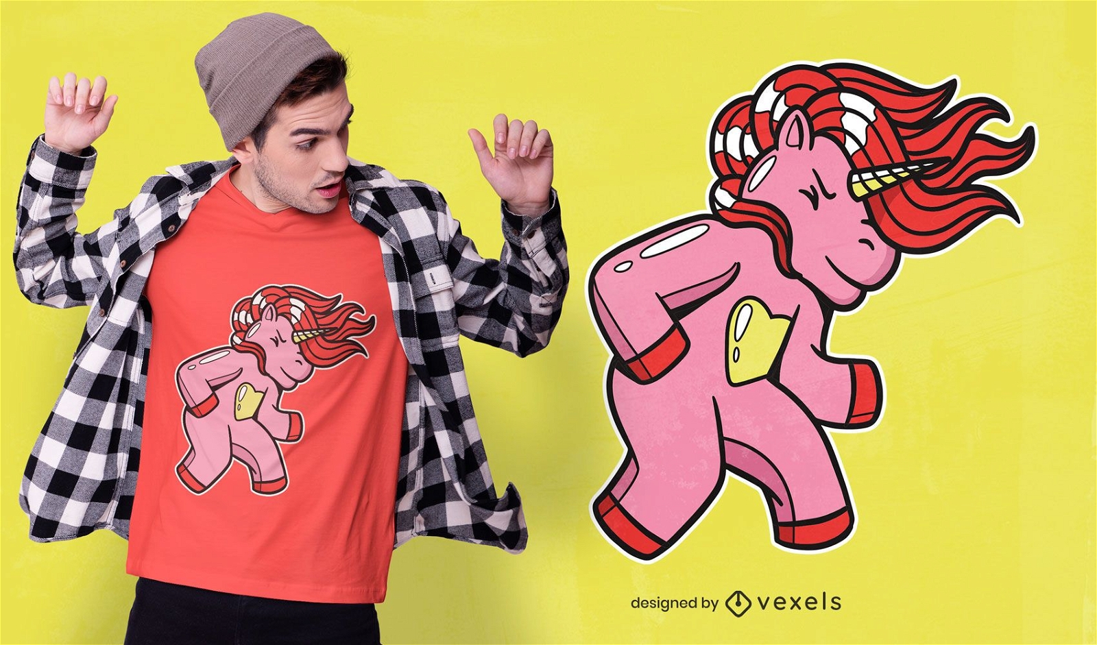 Diseño de camiseta de unicornio rockeando