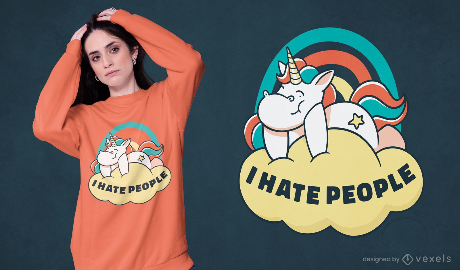 Odio el diseño de camiseta de unicornio de personas.