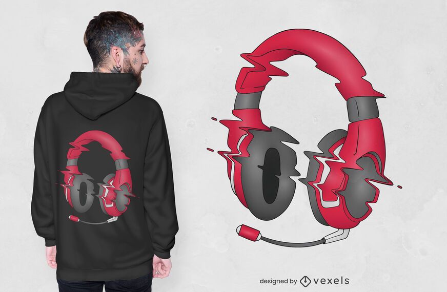 Glitchy headphones t-shirt design Glitchy headphones t-shirt design