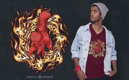 Maine Waschbär auf Feuer T-Shirt Design