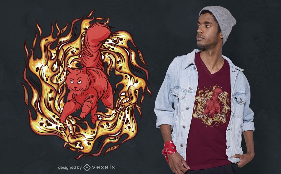 Maine coon on fire t-shirt design Maine coon on fire t-shirt design