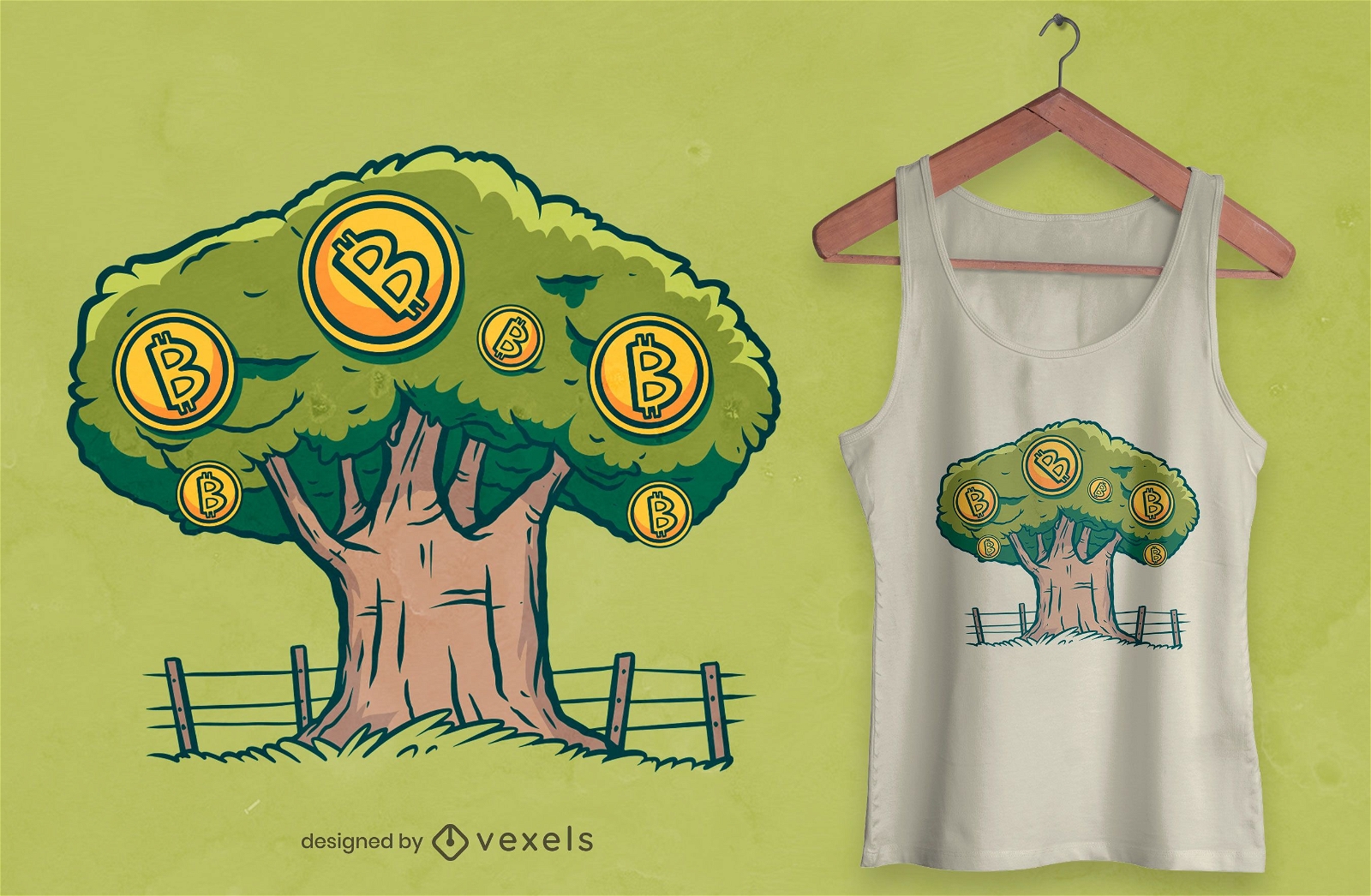 Design de camiseta de árvore de moedas criptográficas