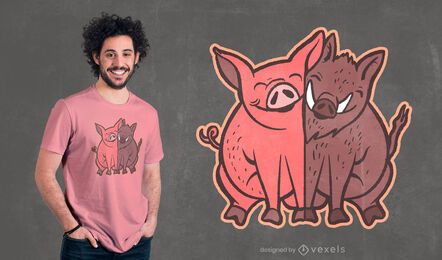 Pig and wild boar t-shirt design