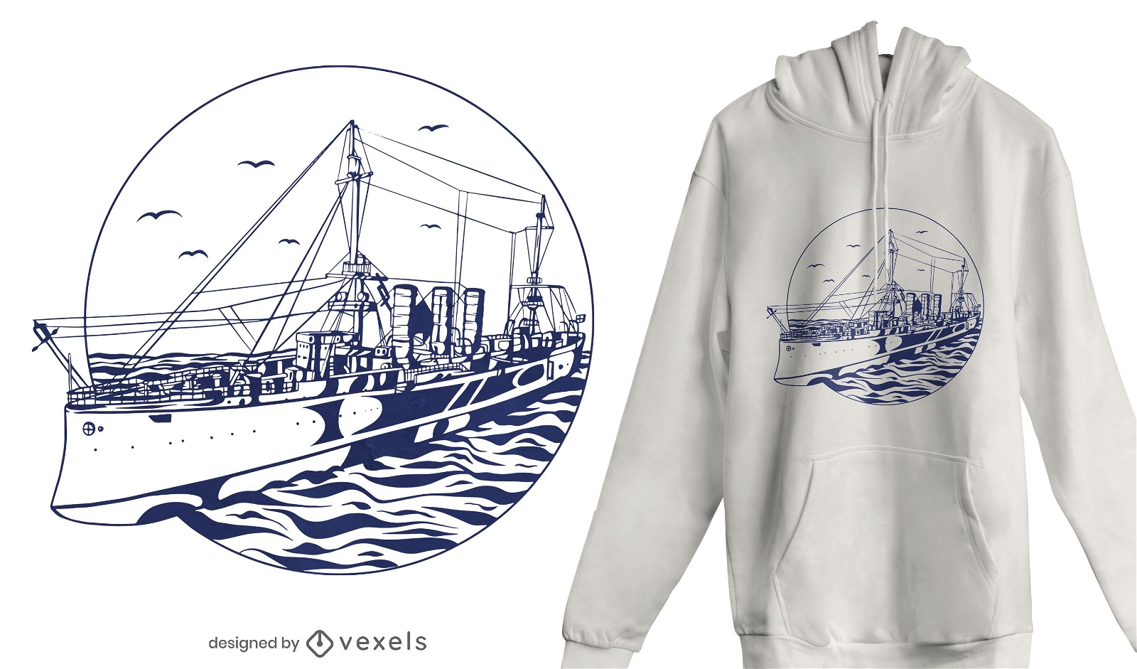 Design de t-shirt de barco a vela
