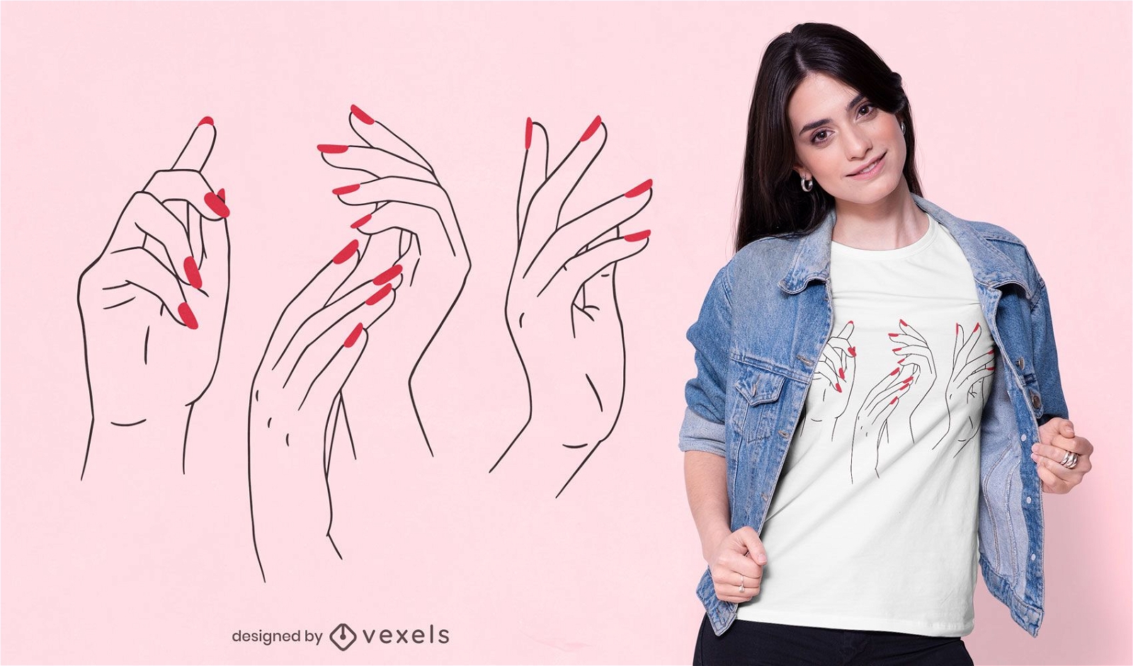 Diseño de camiseta de manos de mujer