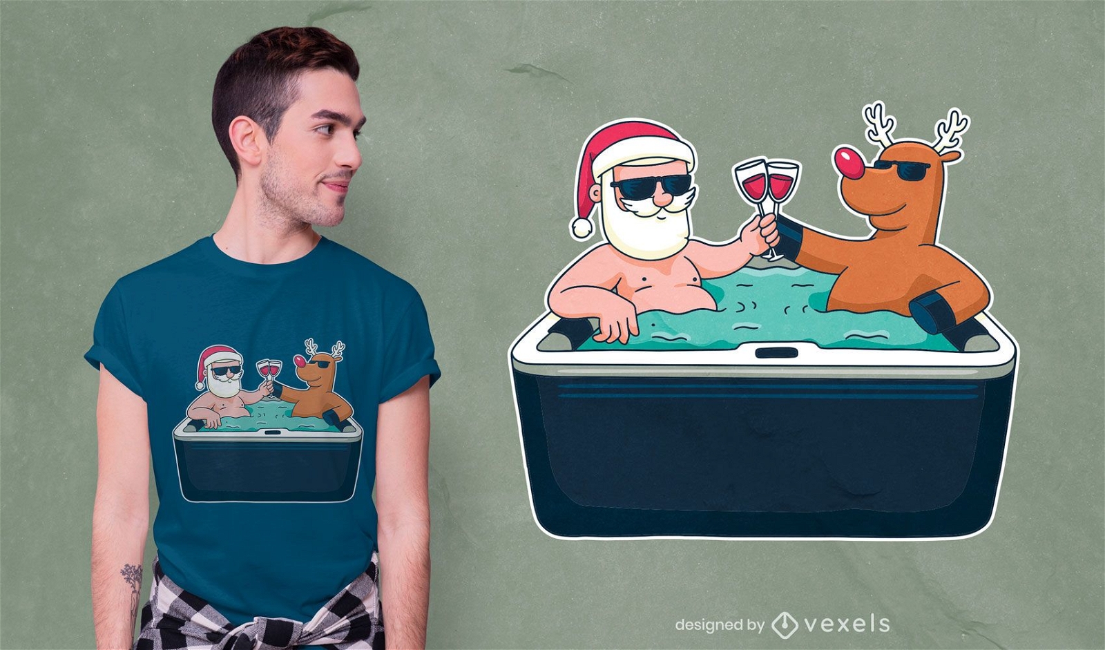 Christmas jacuzzi t-shirt design