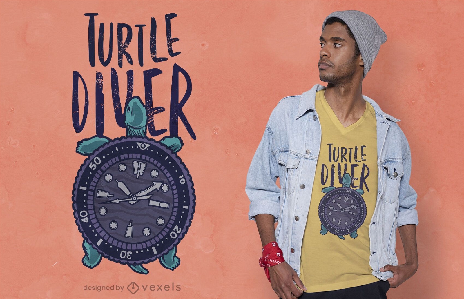 Turtle diver t-shirt design