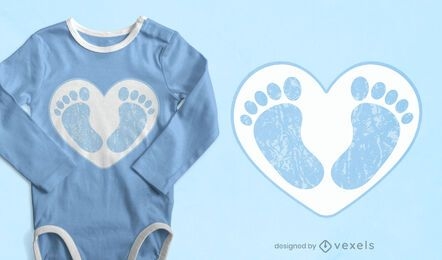 Diseño de camiseta de pies de bebé.