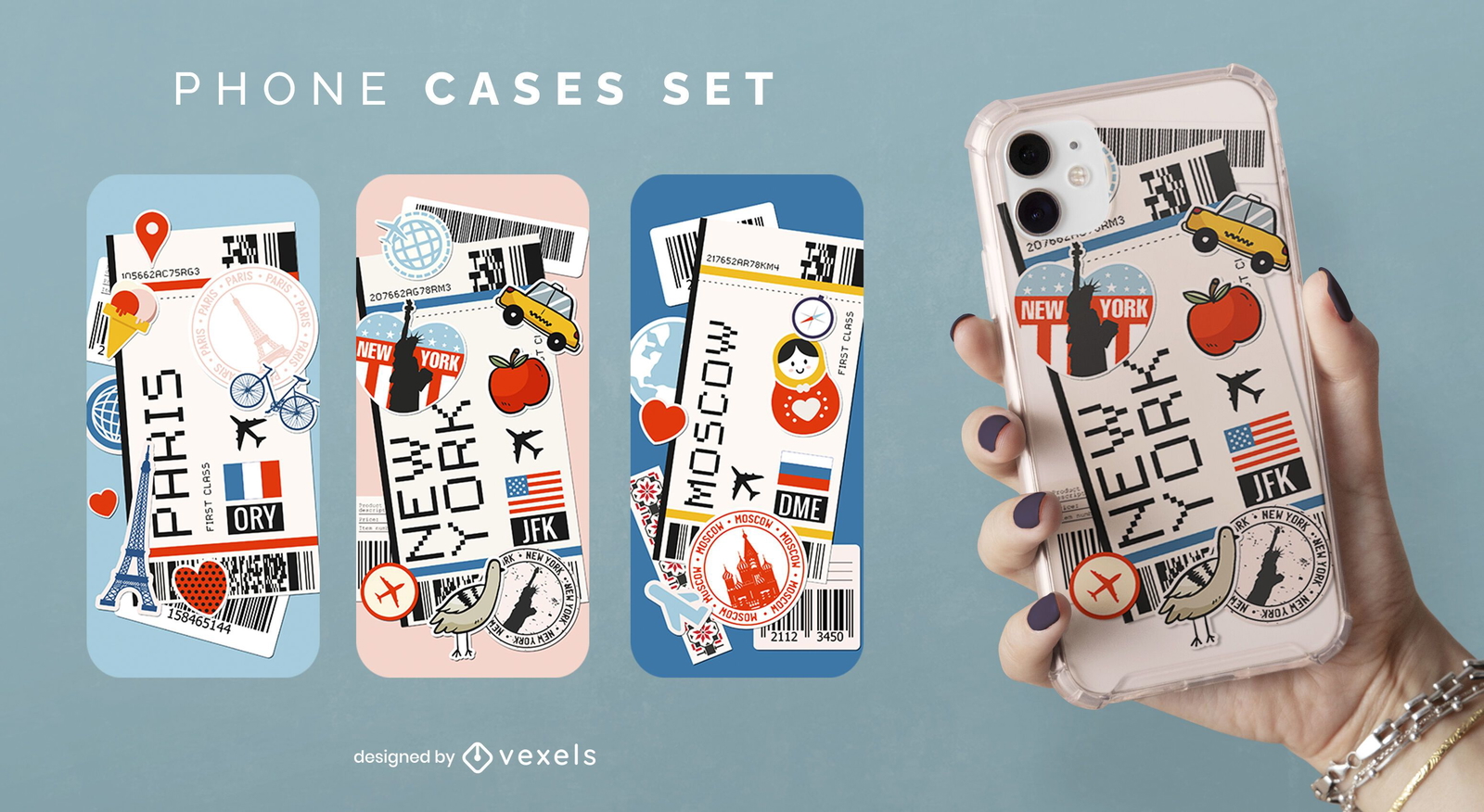 Boarding pass phone case set