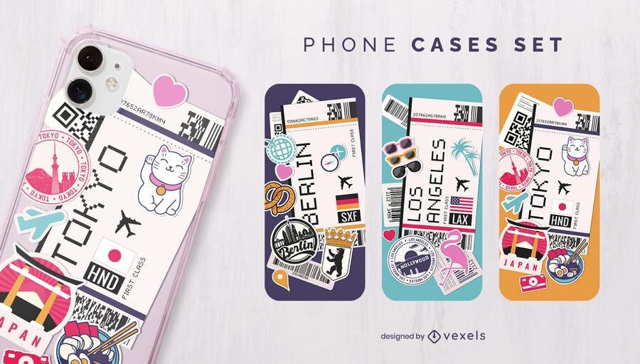 Boarding passes phone case set Boarding passes phone case set