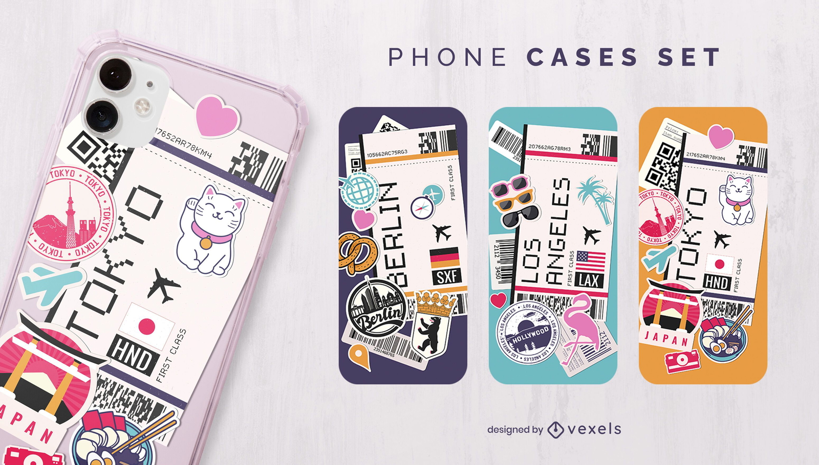 Boarding passes phone case set