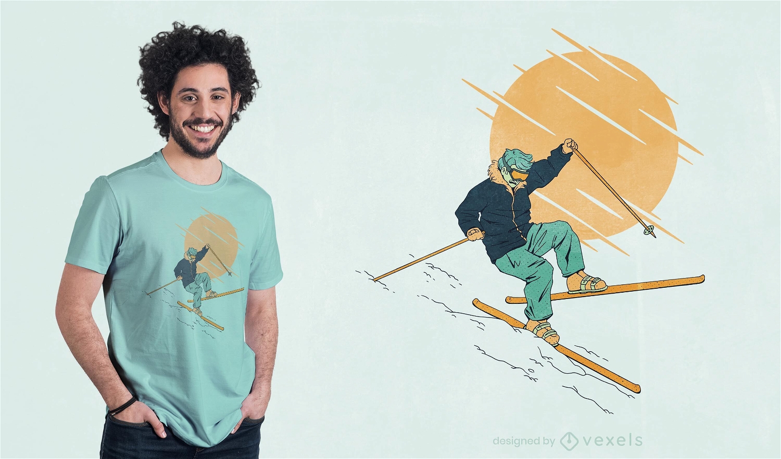 Skifahrer fallen T-Shirt Design