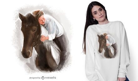 Design de camisetas de homem e cavalo