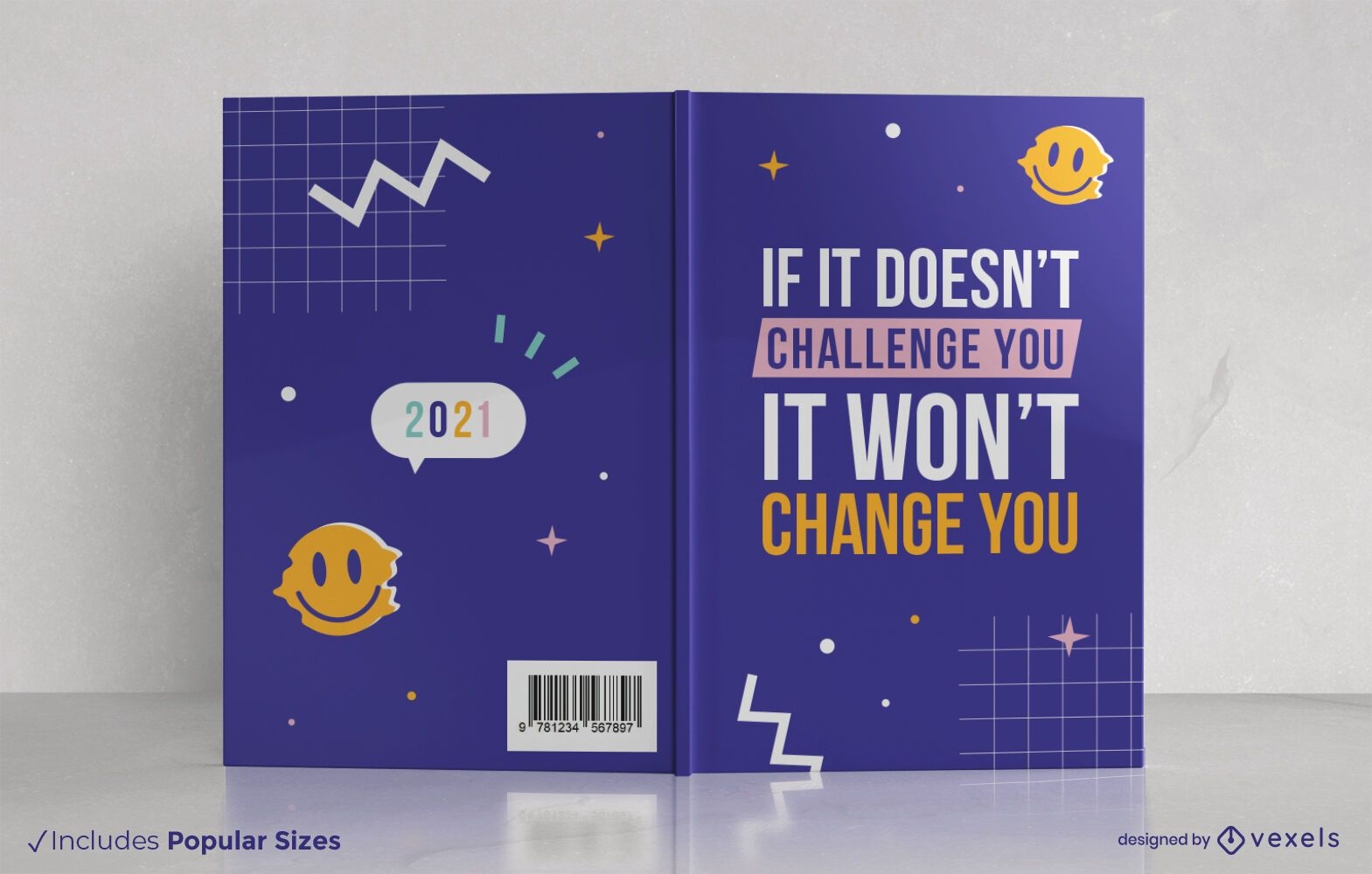 Design de capa de livro de citação de desafio