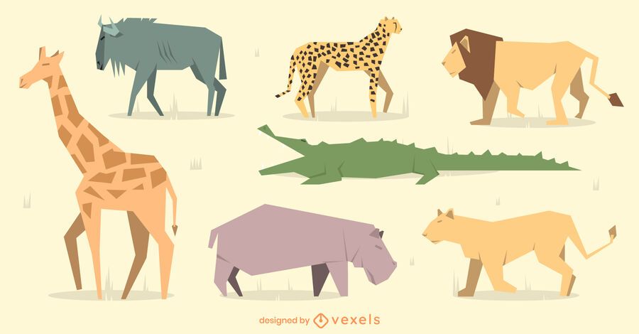 Flat geometric animals design set Flat geometric animals design set