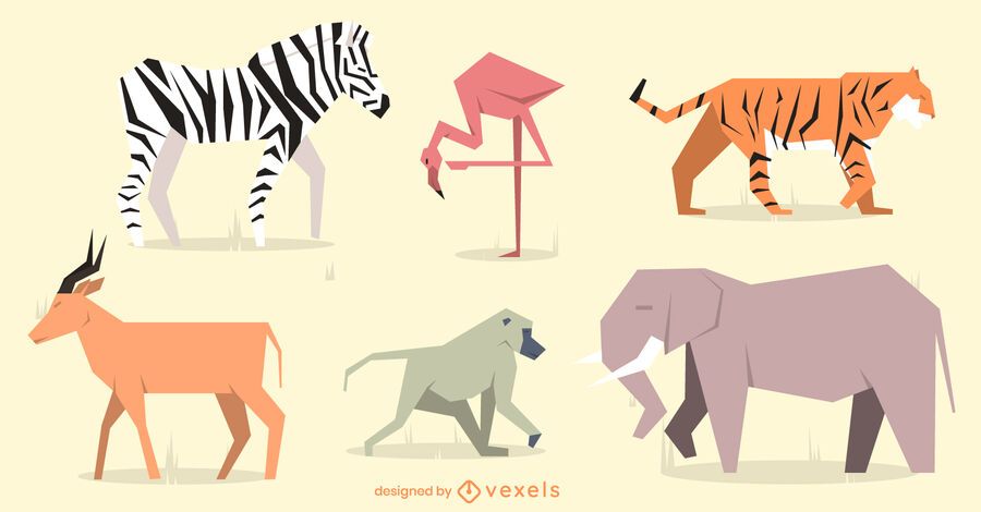 Geometric flat animals design set Geometric flat animals design set