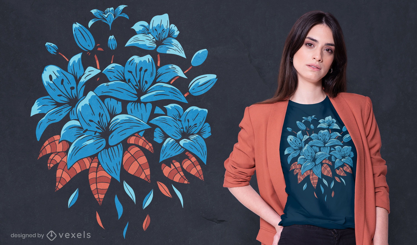 Blue lilies t-shirt design