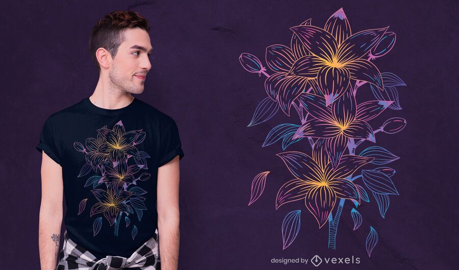 Detailed lilies t-shirt design Detailed lilies t-shirt design