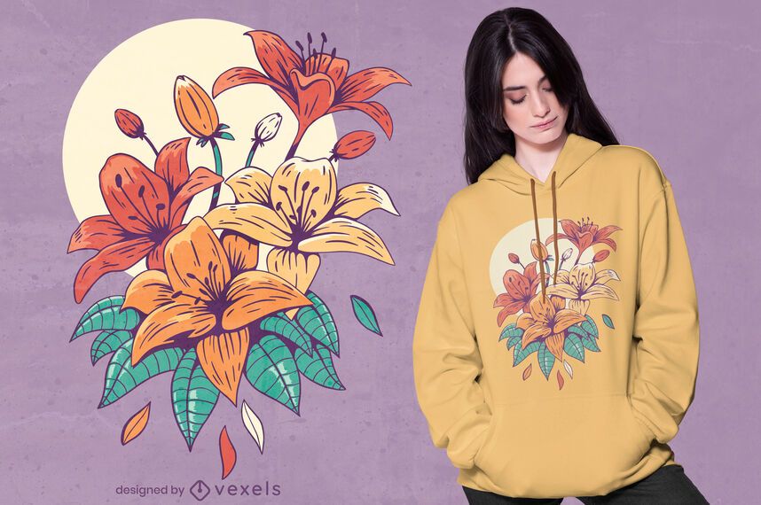 Colorful lillies t-shirt design Colorful lillies t-shirt design