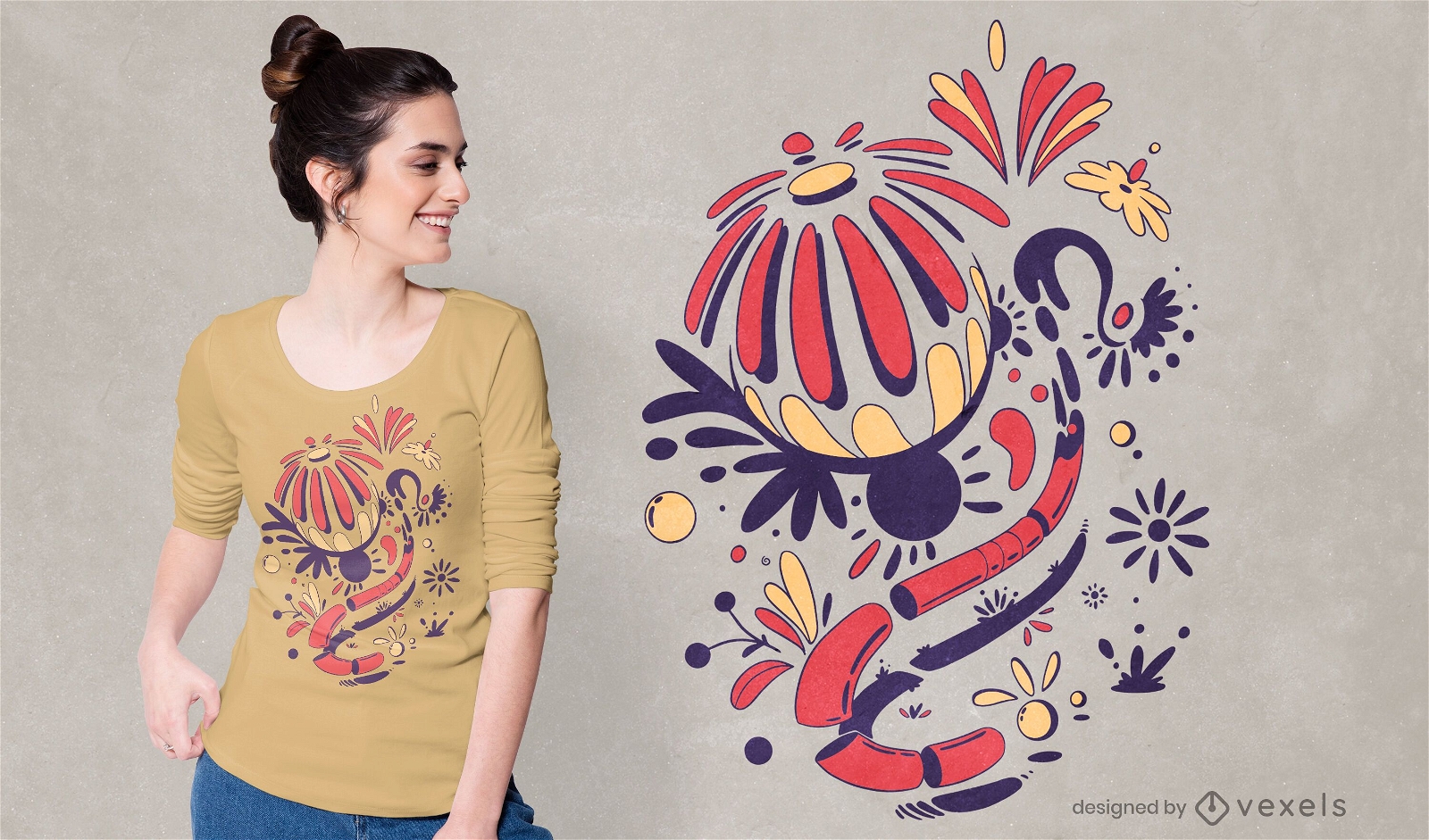 Diseño de camiseta de flores abstractas