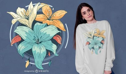 Diseño de camiseta de flores de lirio