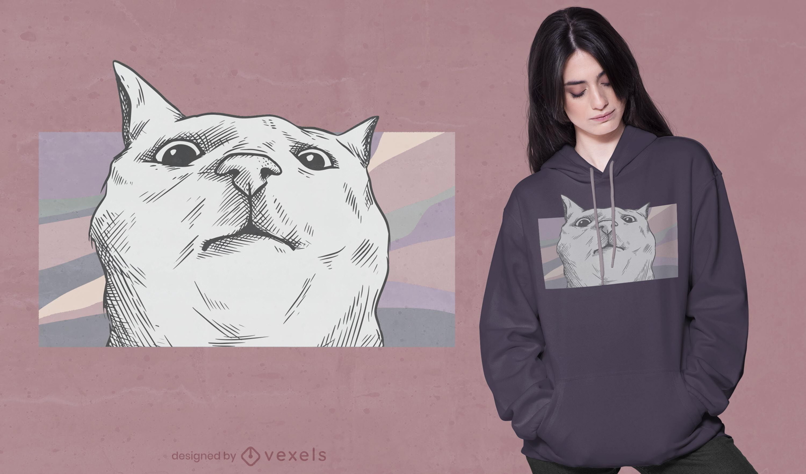 Diseño de camiseta de cara de gato divertido