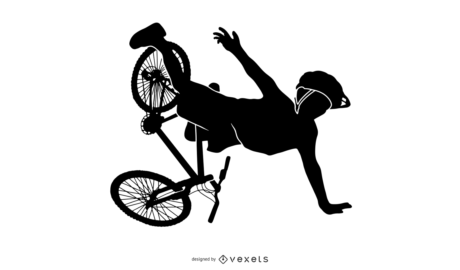 Desenho de silhueta de motociclista caindo