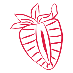 Sliced strawberry doodle PNG Design