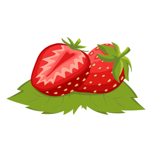 Erdbeeren auf Blattillustration PNG-Design