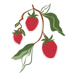Ilustração do ramo de três morangos Desenho PNG