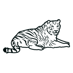 Tigre acostado golpe Diseño PNG