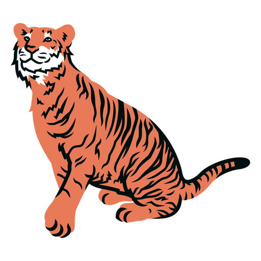 Tiger looking up filled stroke PNG Design