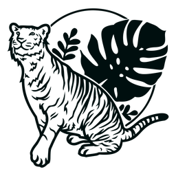 Tigre olhando para cima de plantas Desenho PNG