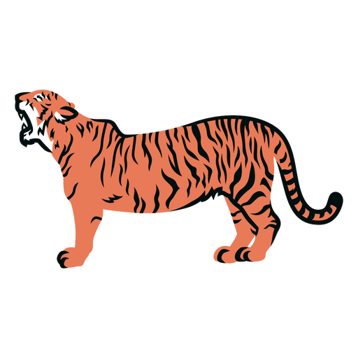 Tiger roaring filled stroke PNG Design